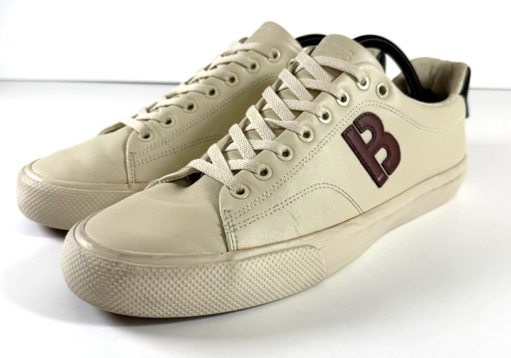 BOSS Aiden Tenn LTB Sneakers Men's 11 EU 44 Cream Brown Leather Low Top